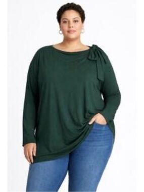 Universal Standard Tie Neck Blouse Emerald Green